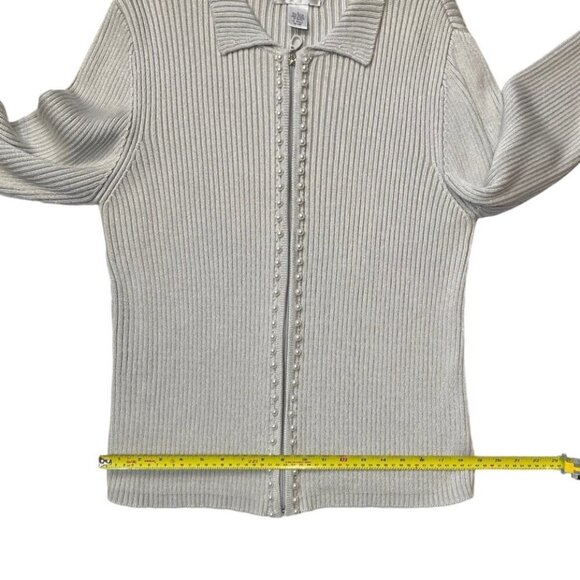 DRAPER'S & DAMON'S Elegant Women's Luxury Cardigan Large Silver/Grey Embellished - Picture 10 of 15